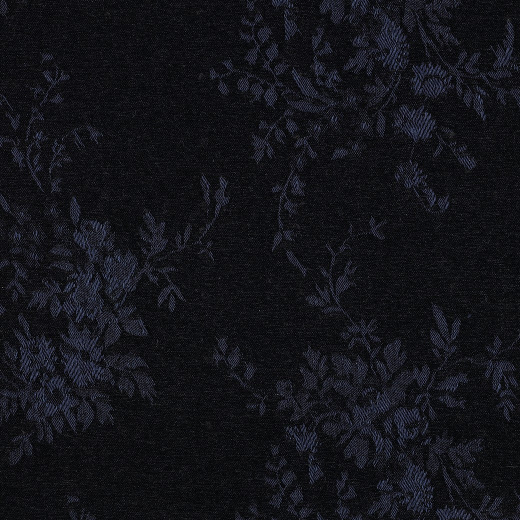 Denim velvet jacquard bloemen zwart