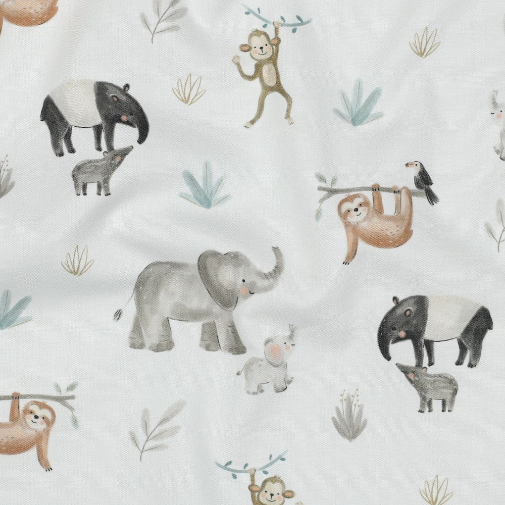 Fine poplin safari dieren wit
