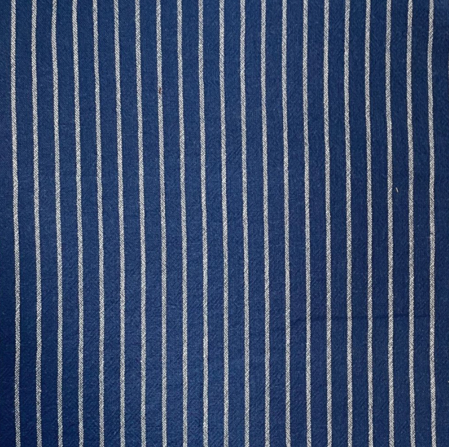 Geweven katoen strepen indigo