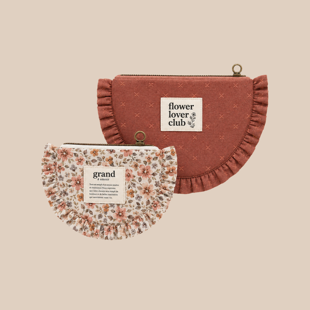 Pakket ruffle etui - sprout bloemen dusty peach