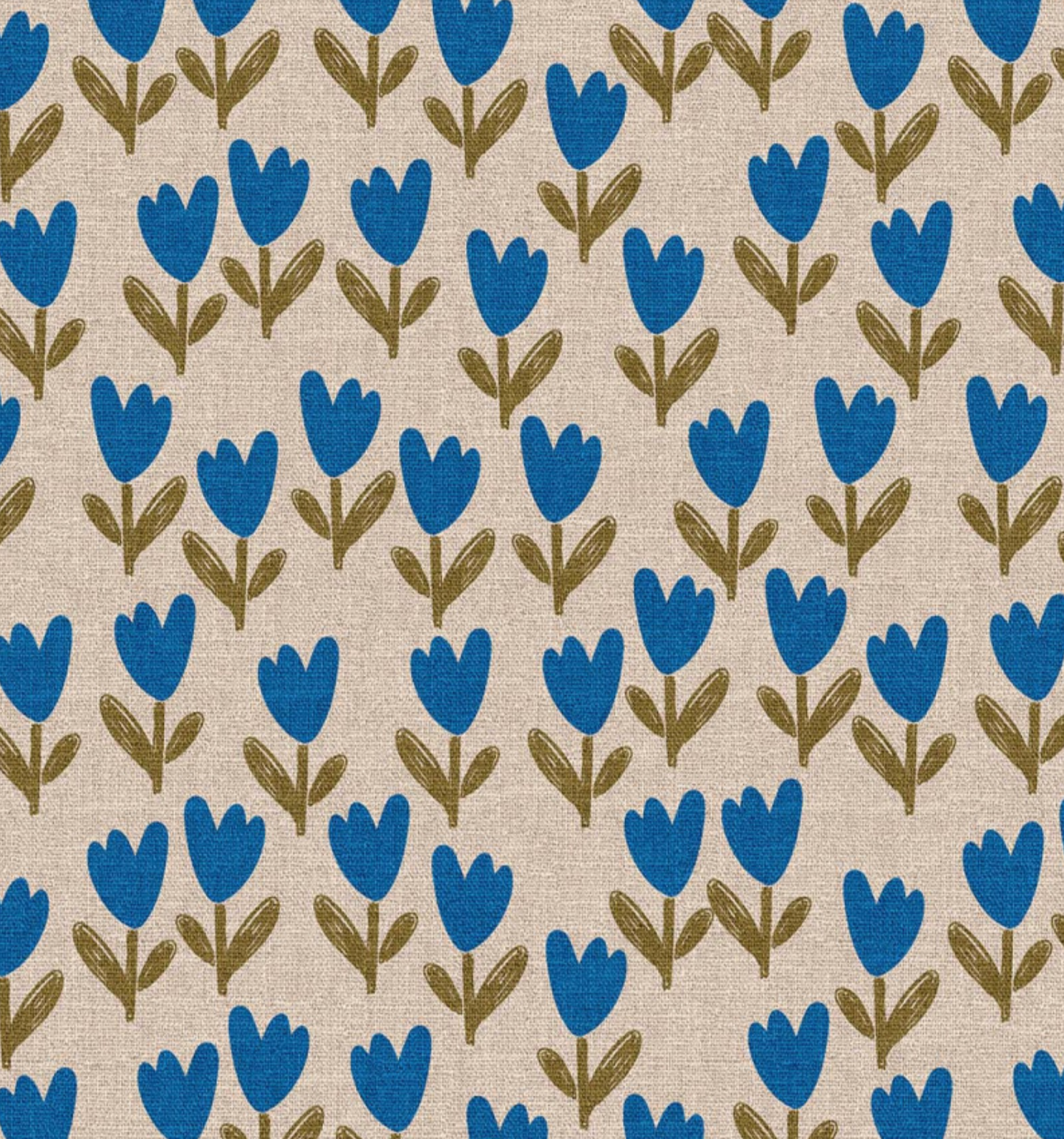 Half panama canvas tulpen blauw