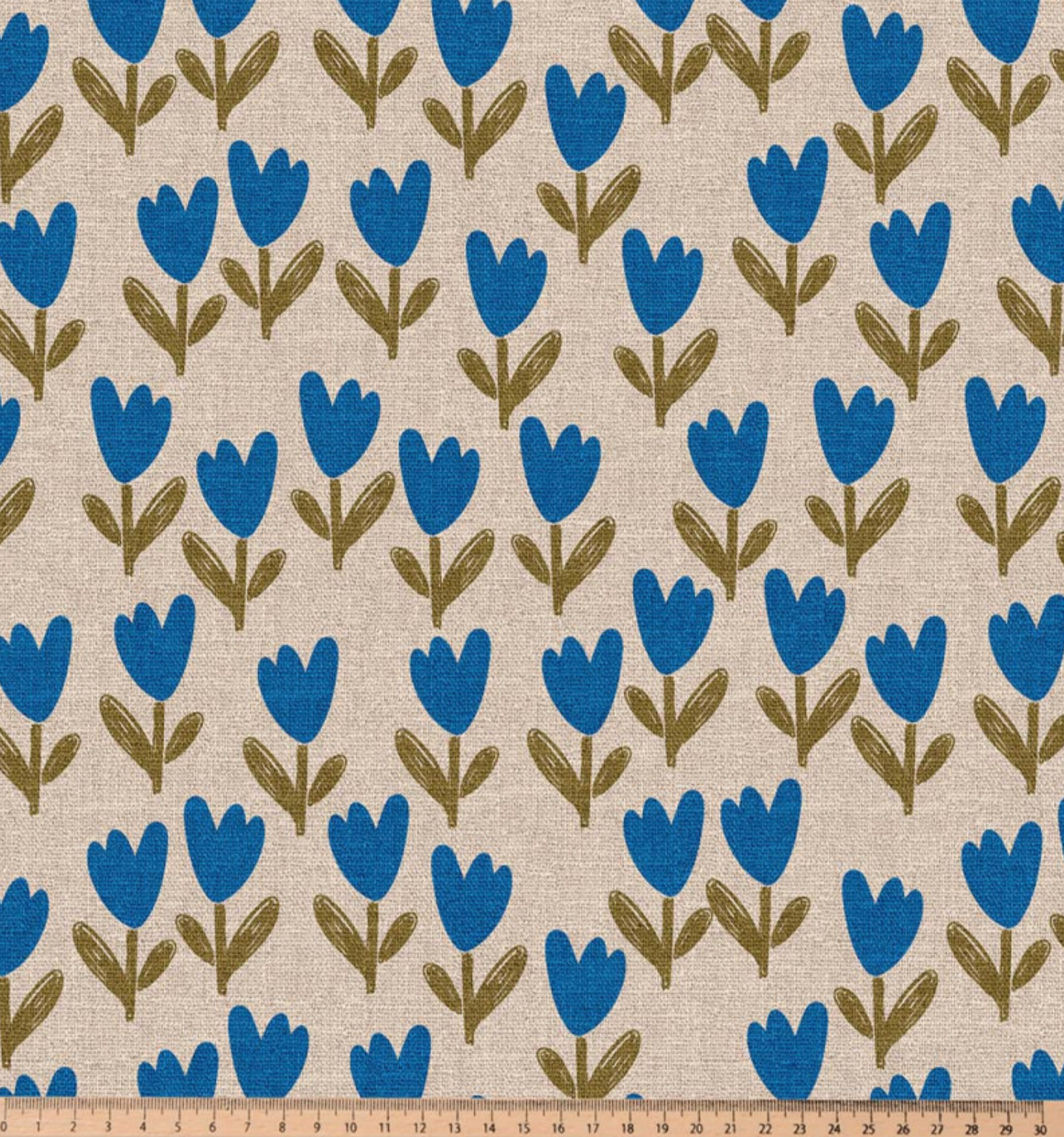 Half panama canvas tulpen blauw