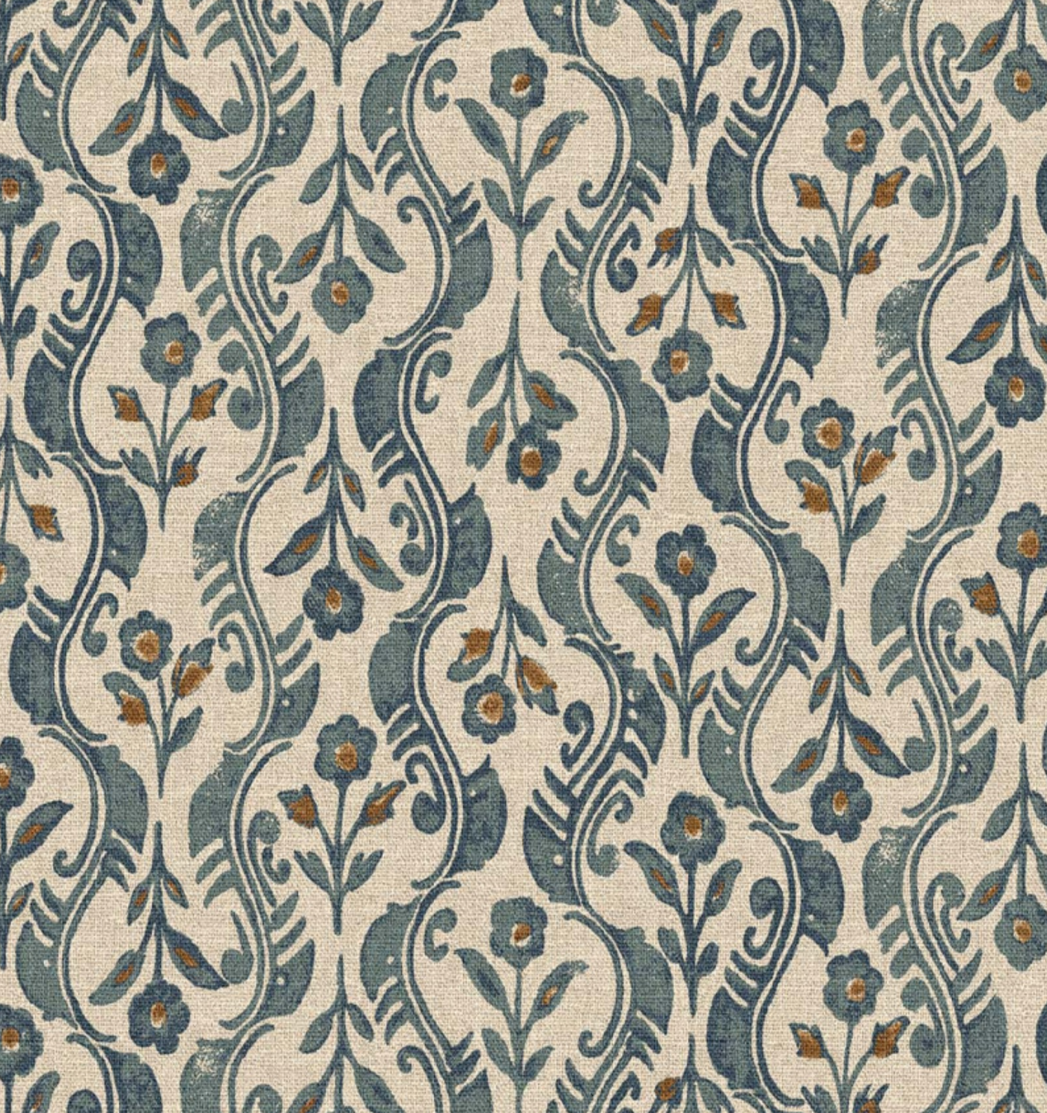 Half panama canvas bloemen kandla blauw
