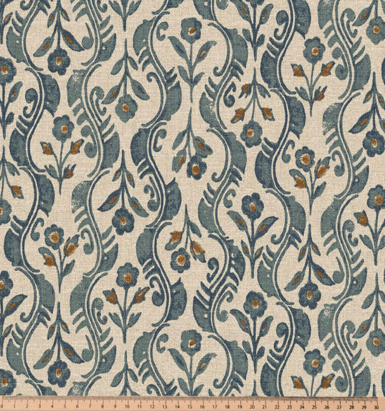 Half panama canvas bloemen kandla blauw