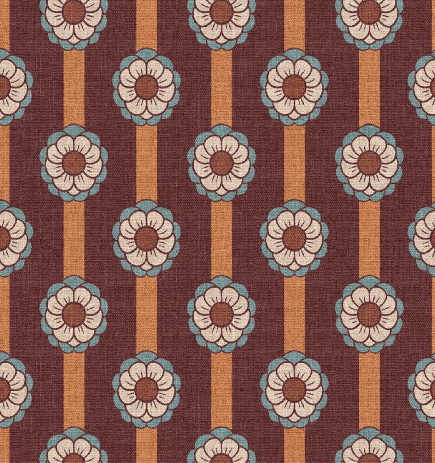 Half panama canvas bloemen bordeaux
