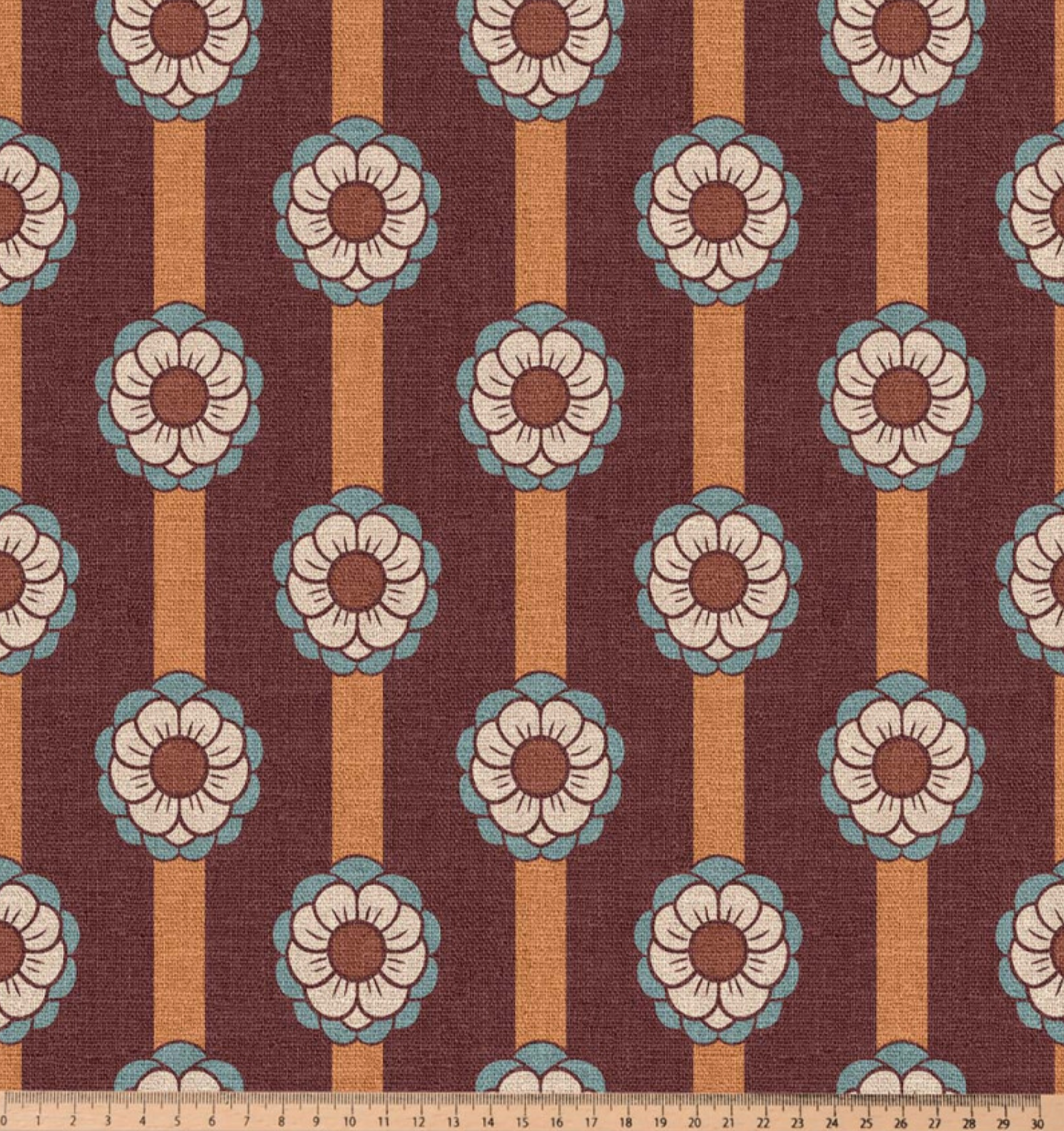 Half panama canvas bloemen bordeaux
