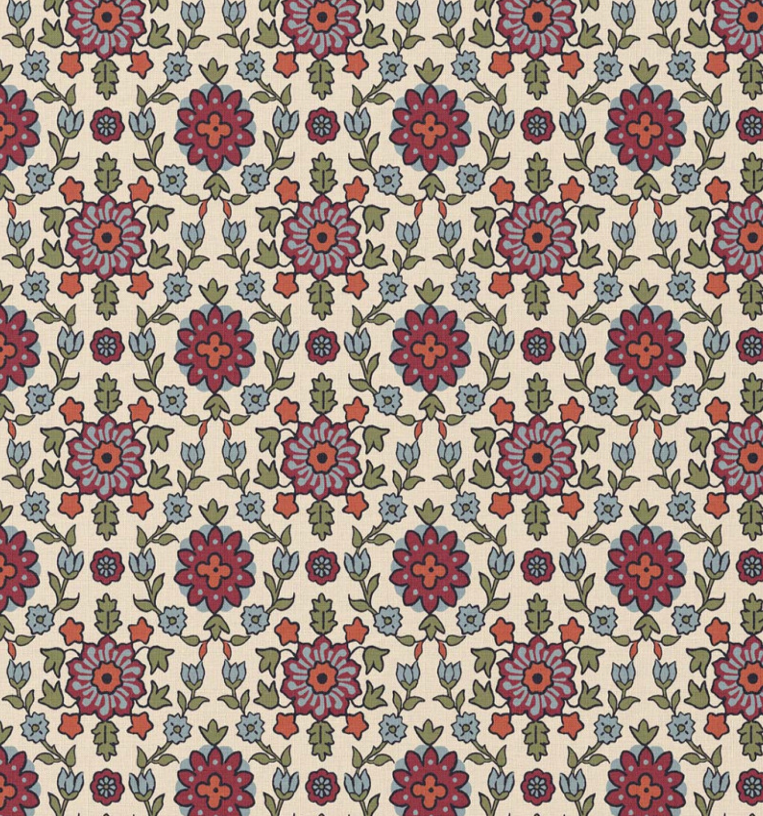 Katoen bloemen kumba bordeaux
