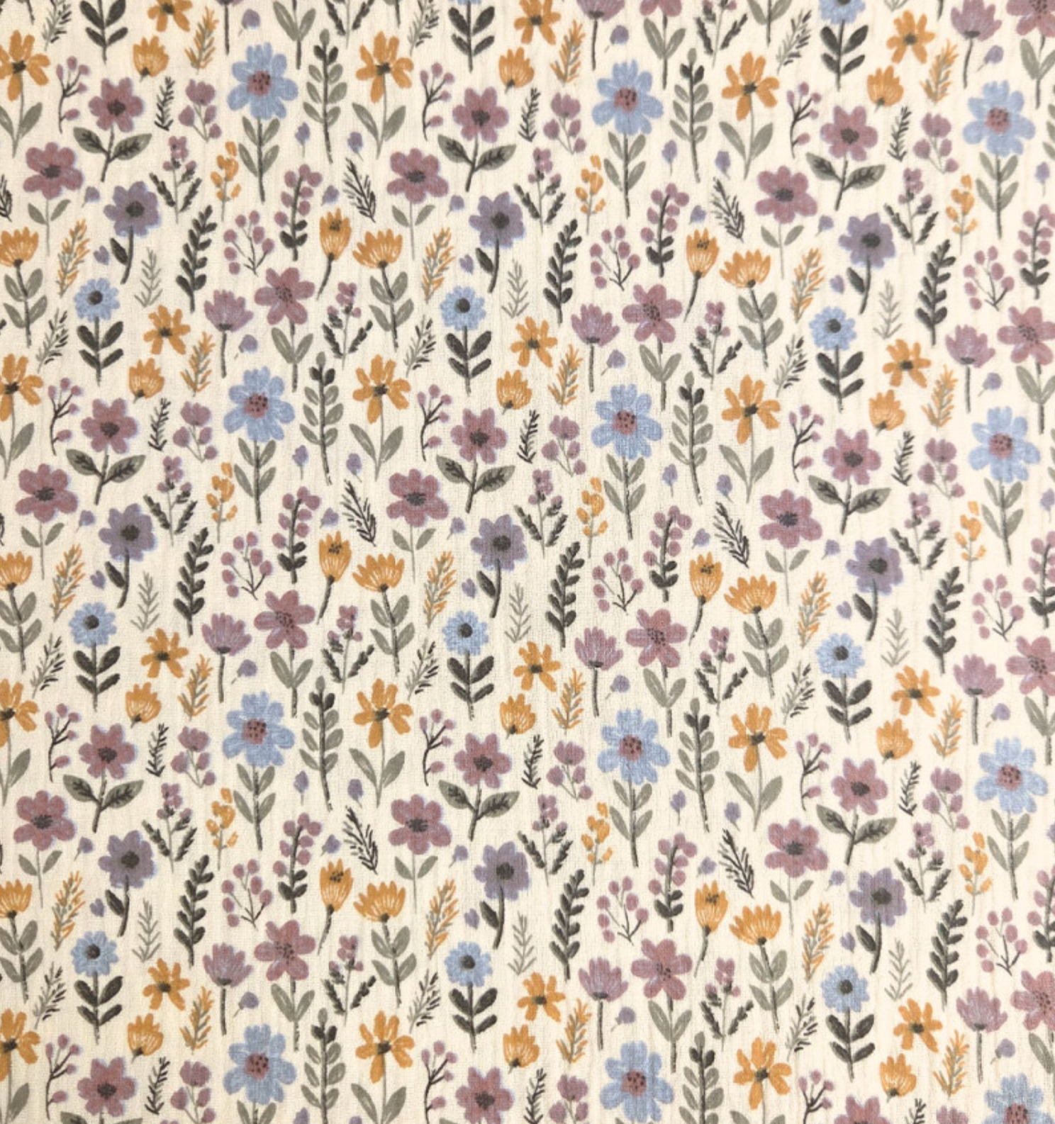 Hydrofiel bloemen maddy ecru/lila