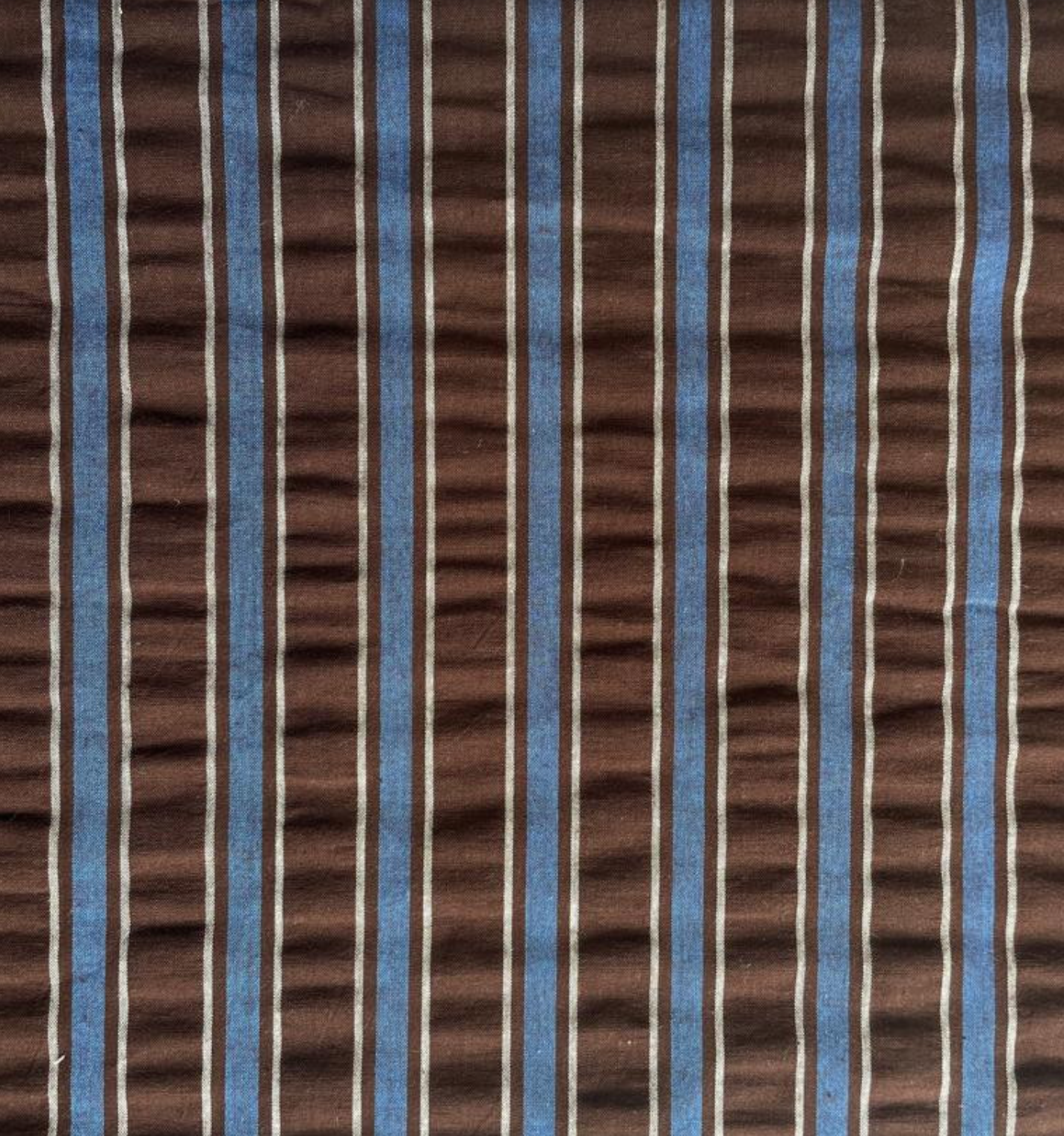Seersucker strepen sam bruin/blauw