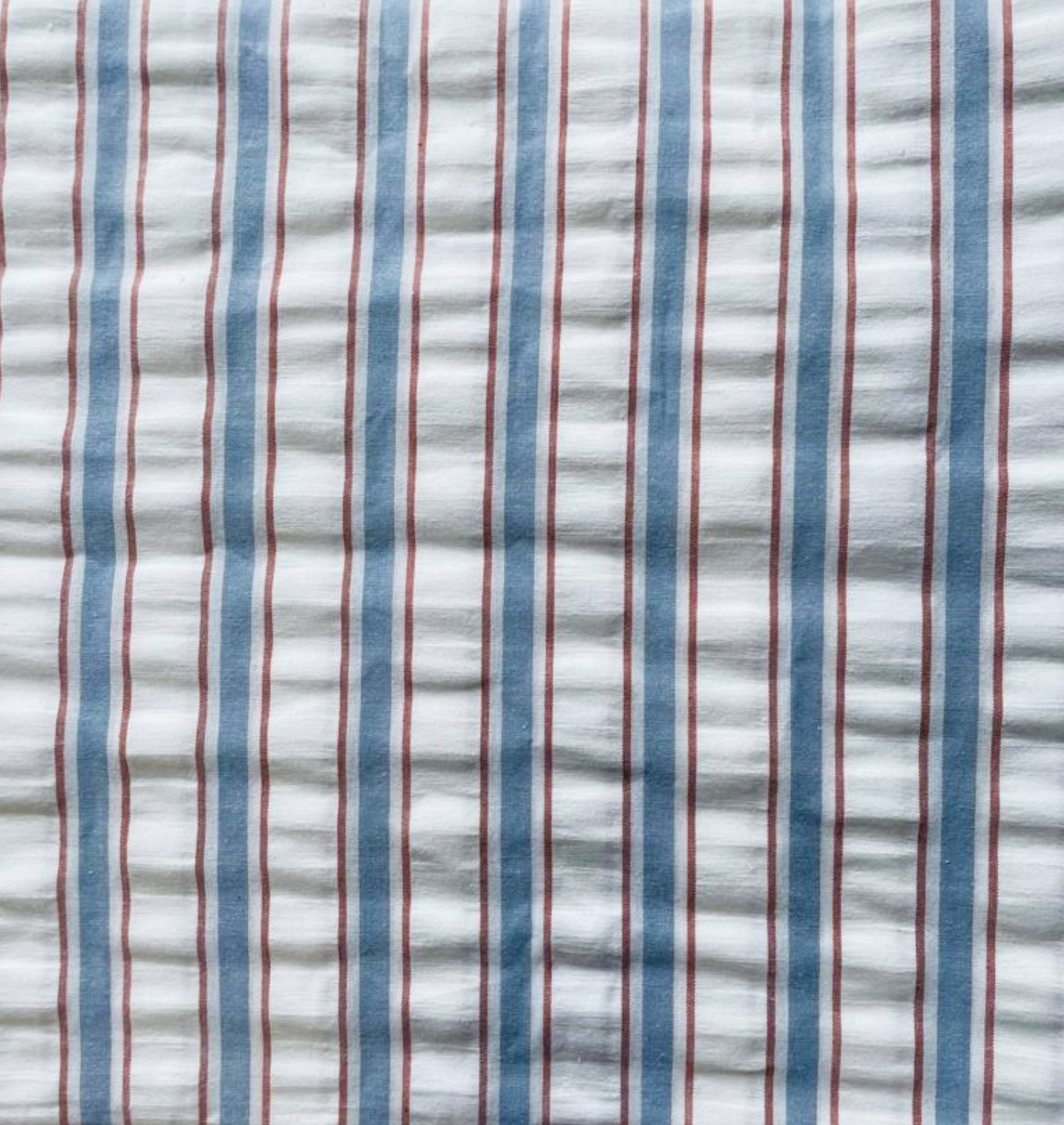 Seersucker strepen sam offwhite/blauw