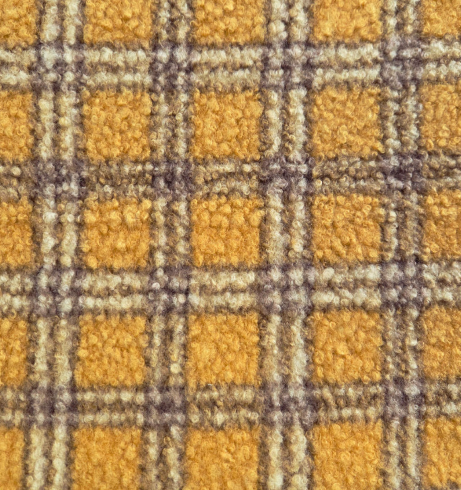 Bouclé ruit geel/taupe