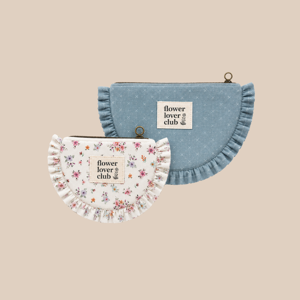 Pakket ruffle etui - sprout bloemen offwhite