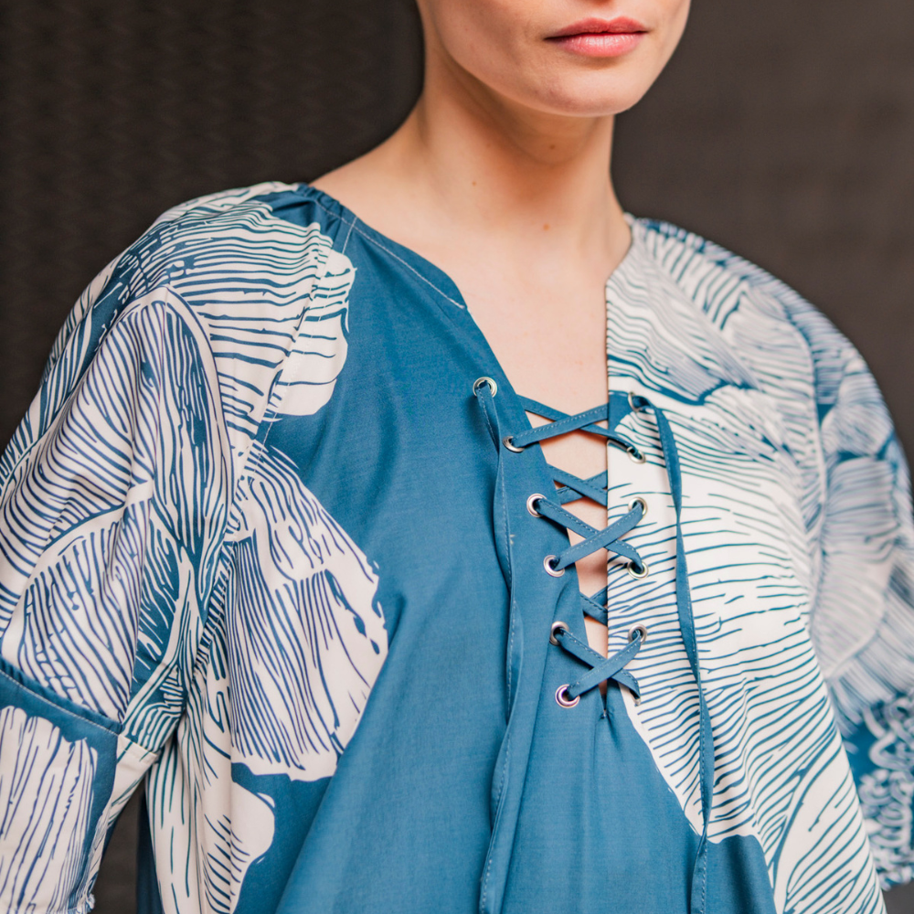 Fibre Mood - Polyester/katoen trench water res. bloemen