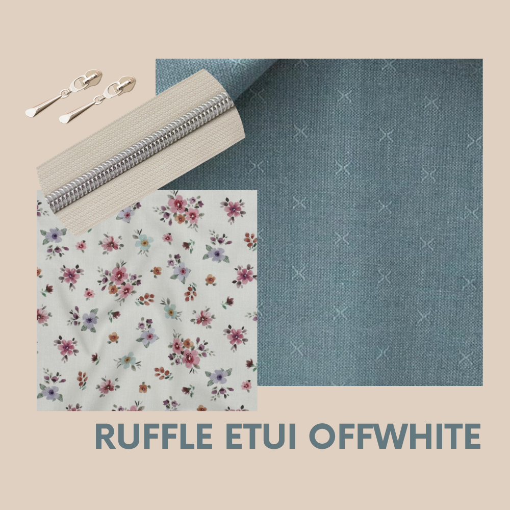 Pakket ruffle etui - sprout bloemen offwhite