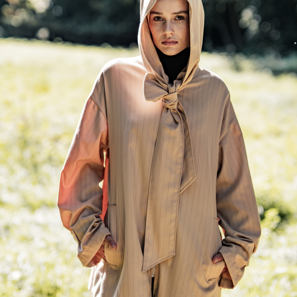 Fibre Mood - Polyester | Bamboo strepen warm beige