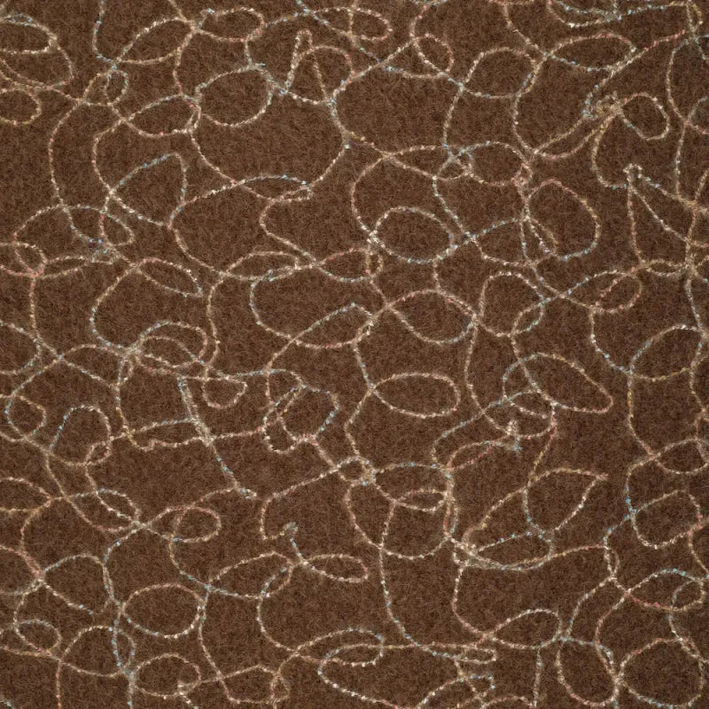 Mantelstof geborduurde swirls bruin