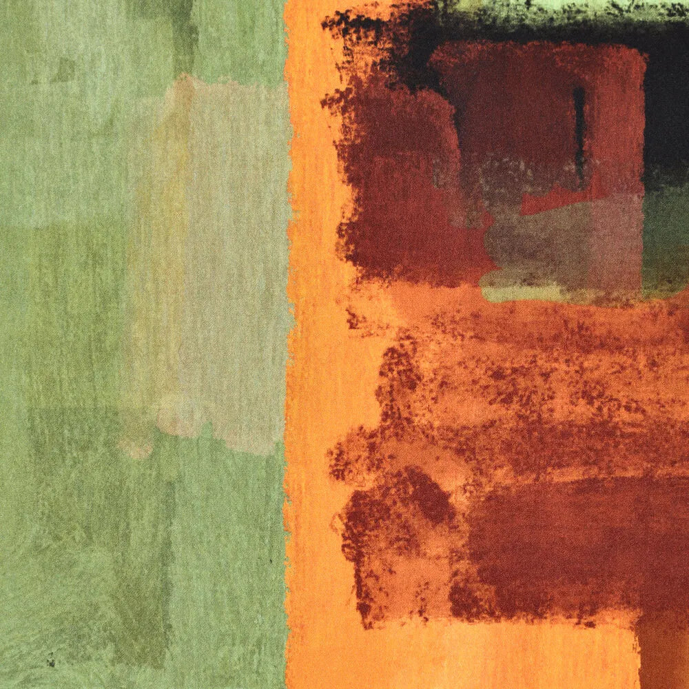 Viscose satijn stretch abstract groen/cognac