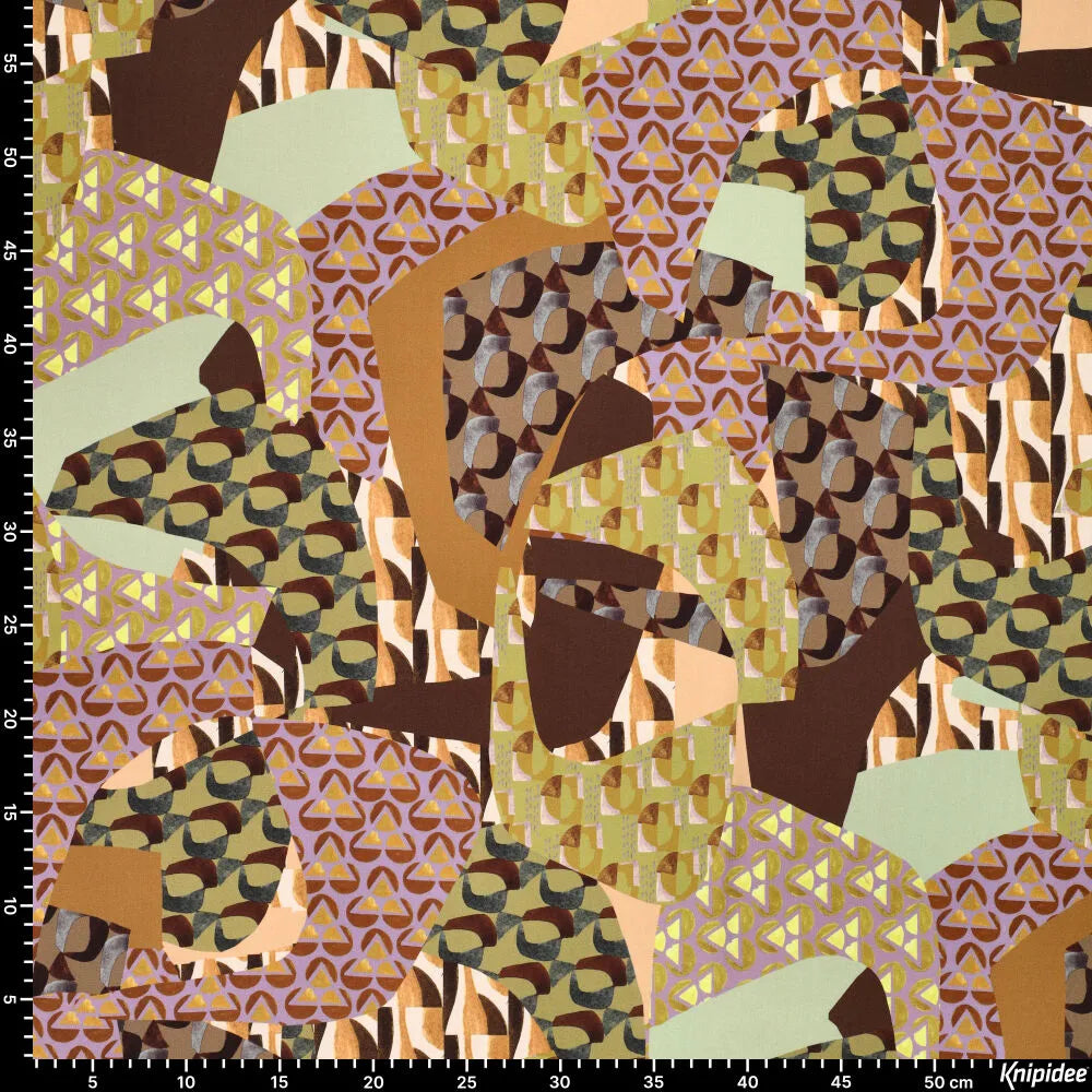 Viscose satijn stretch patchwork