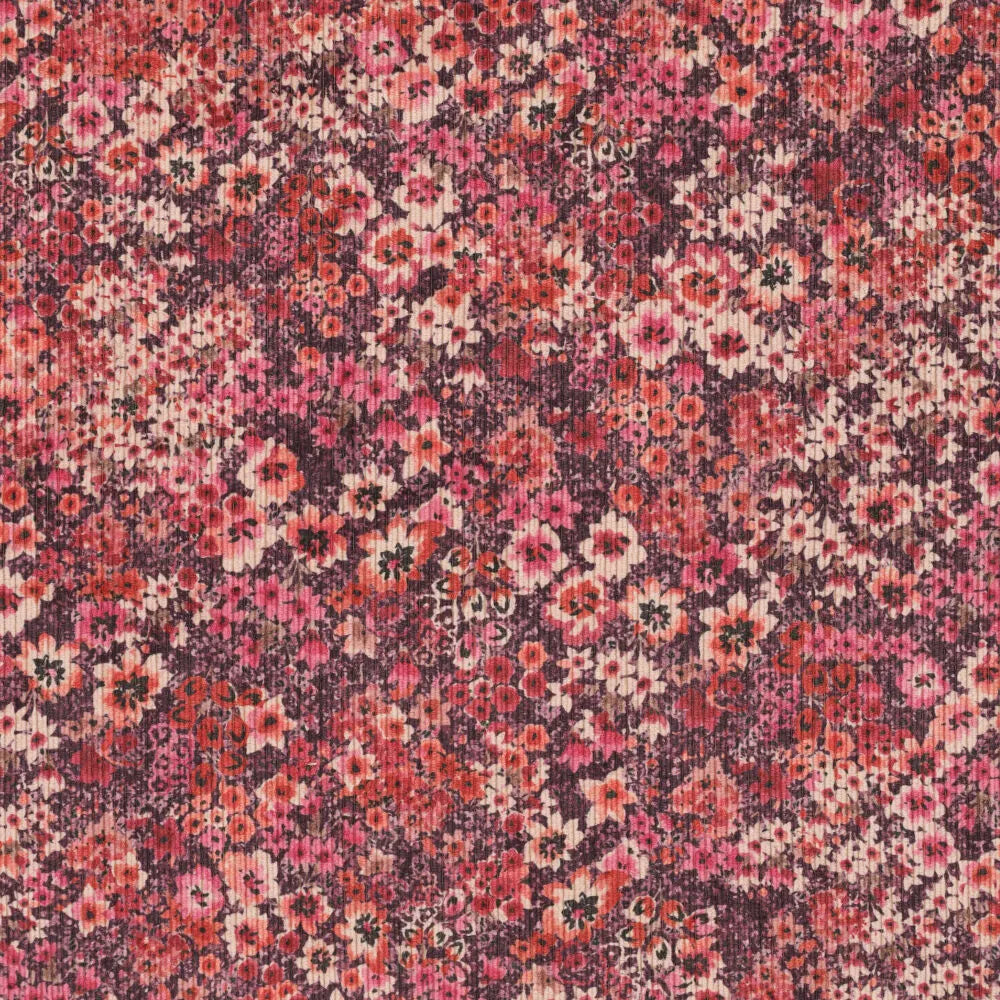 Babycord stretch digitaal kleine bloemen