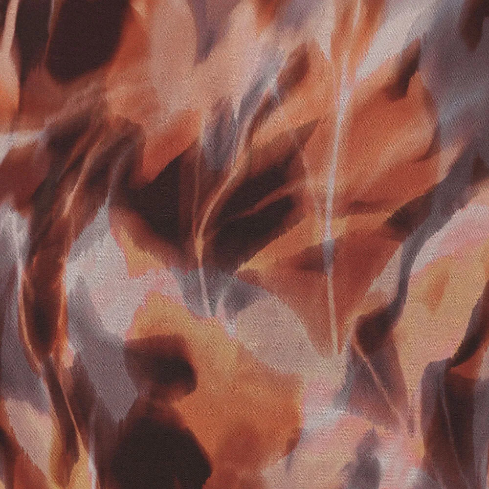 Viscose | Polyester bladeren roestbruin