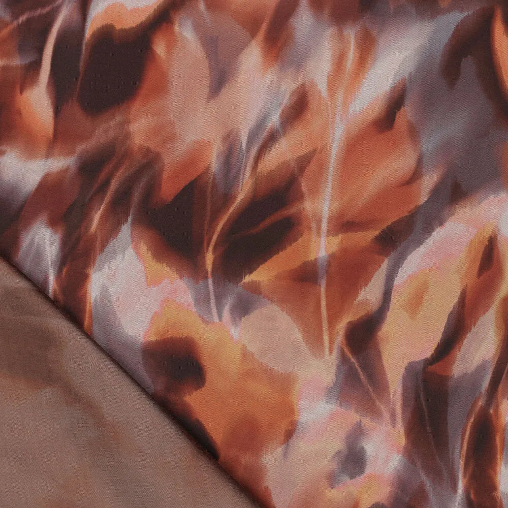 Viscose | Polyester bladeren roestbruin