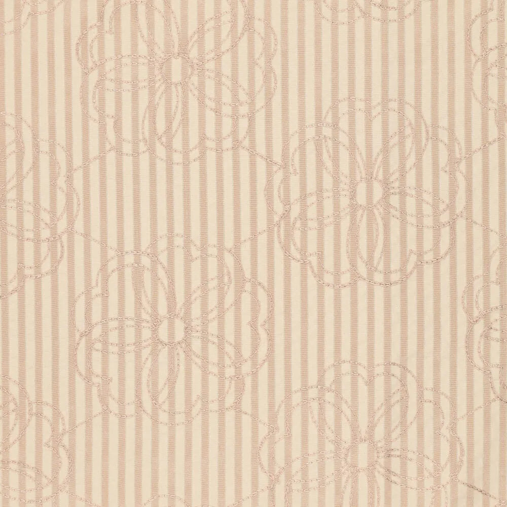 Seersucker strepen geborduurde bloemen beige