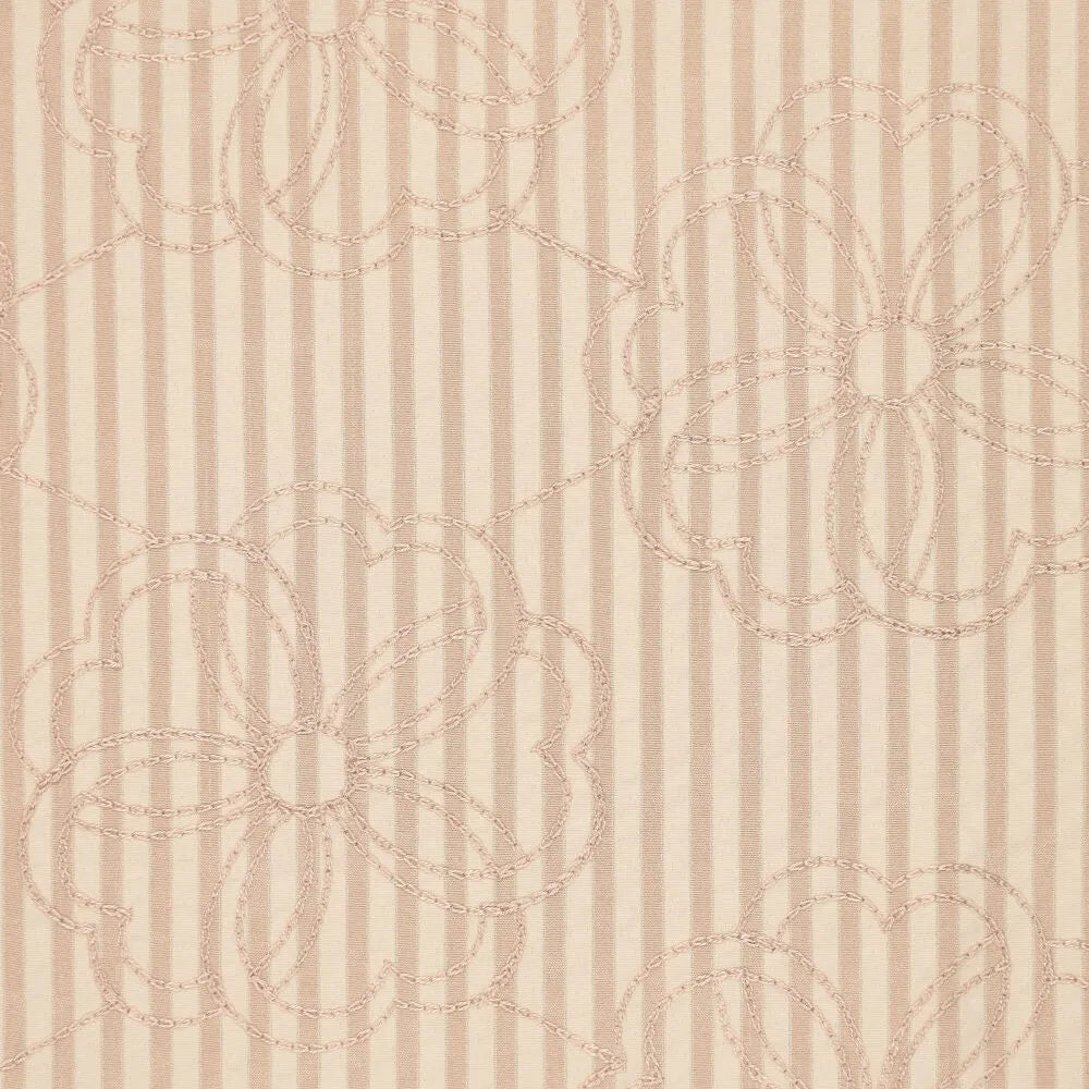 Seersucker strepen geborduurde bloemen beige