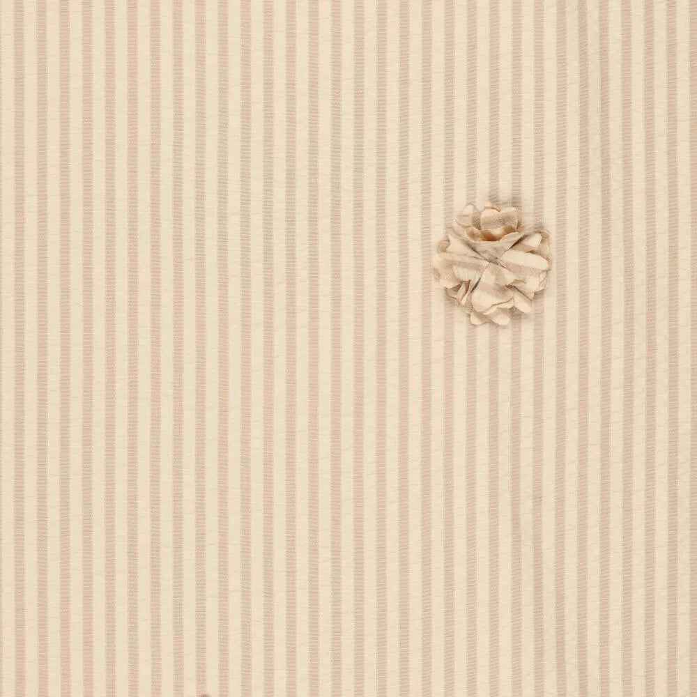 Seersucker strepen ruffy bloemen beige