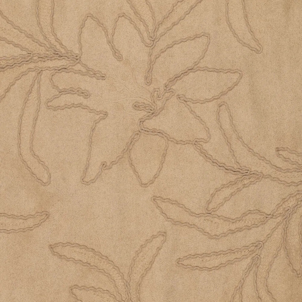Suède geborduurde bloemen beige