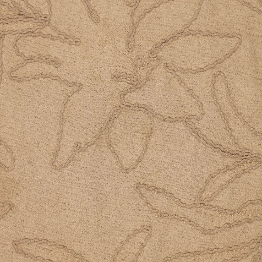 Suède geborduurde bloemen beige