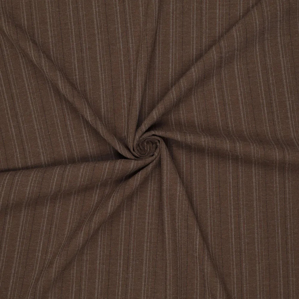 Polyester | Viscose twill strepen bruin