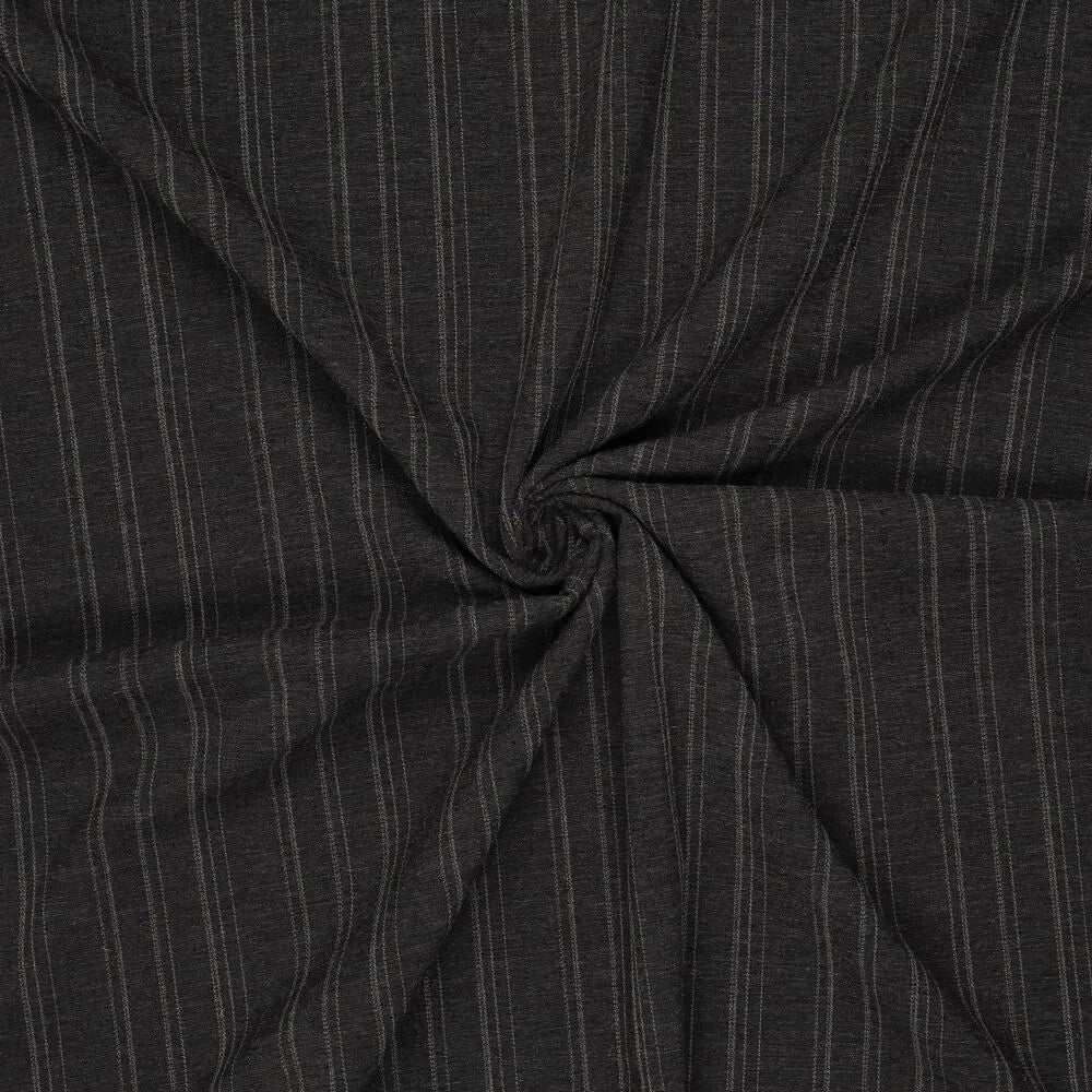 Polyester | Viscose twill strepen donkergrijs