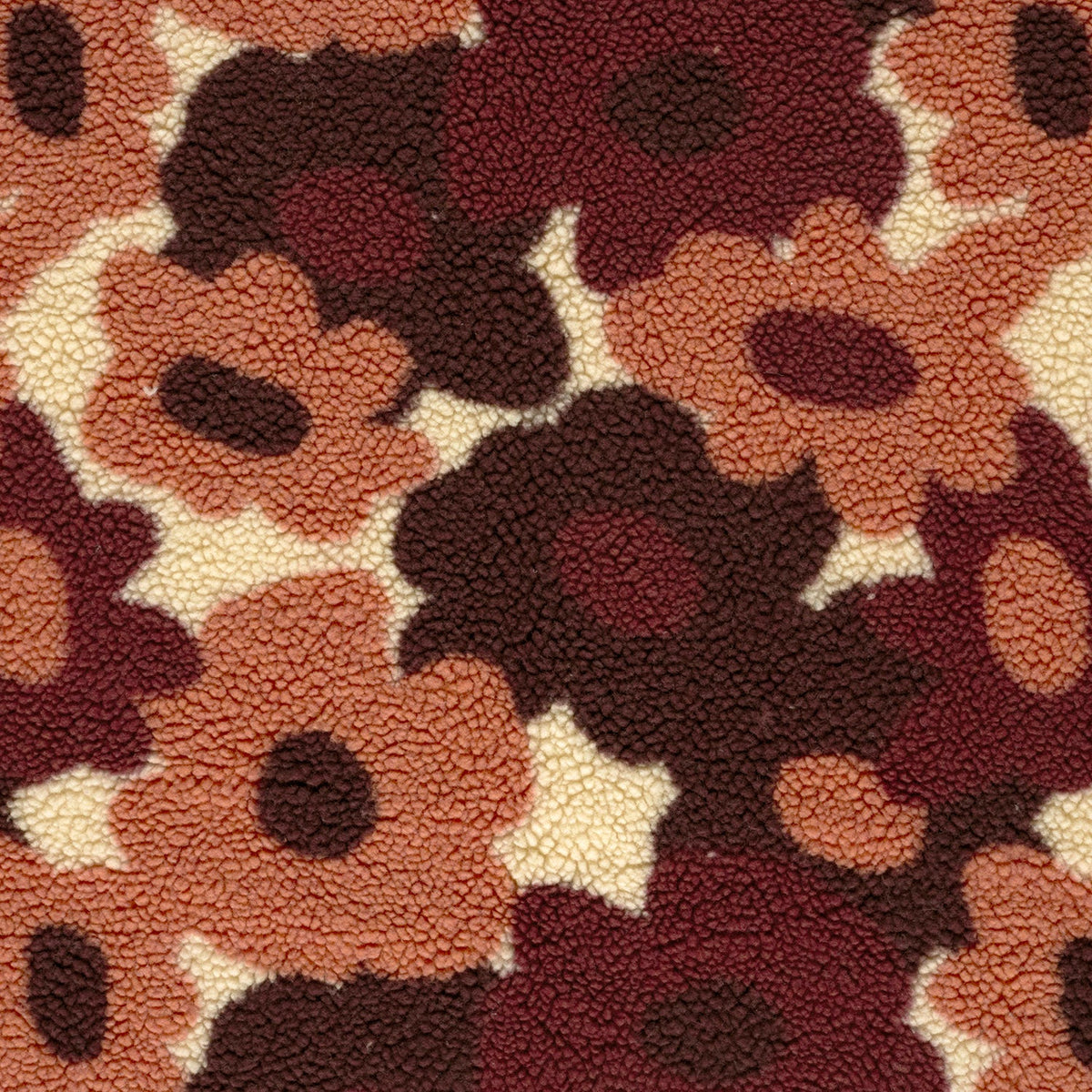 Teddy grote bloemen burgundy/beige