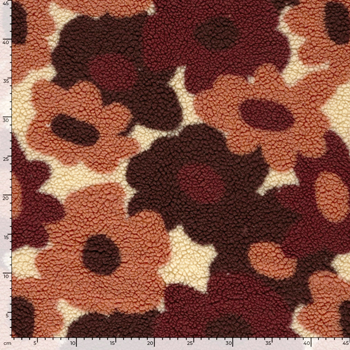 Teddy grote bloemen burgundy/beige