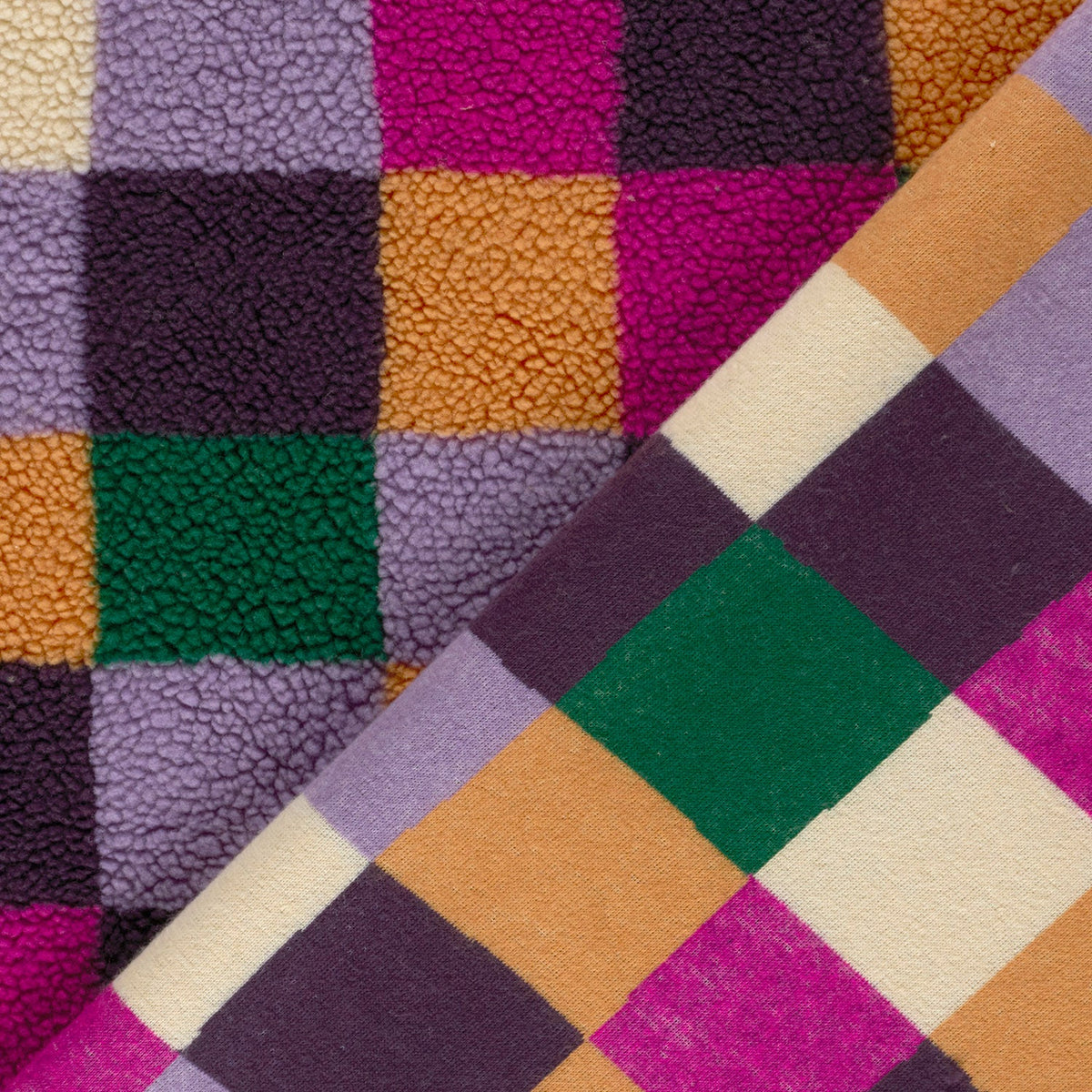 Teddy grote ruiten fuchsia/groen
