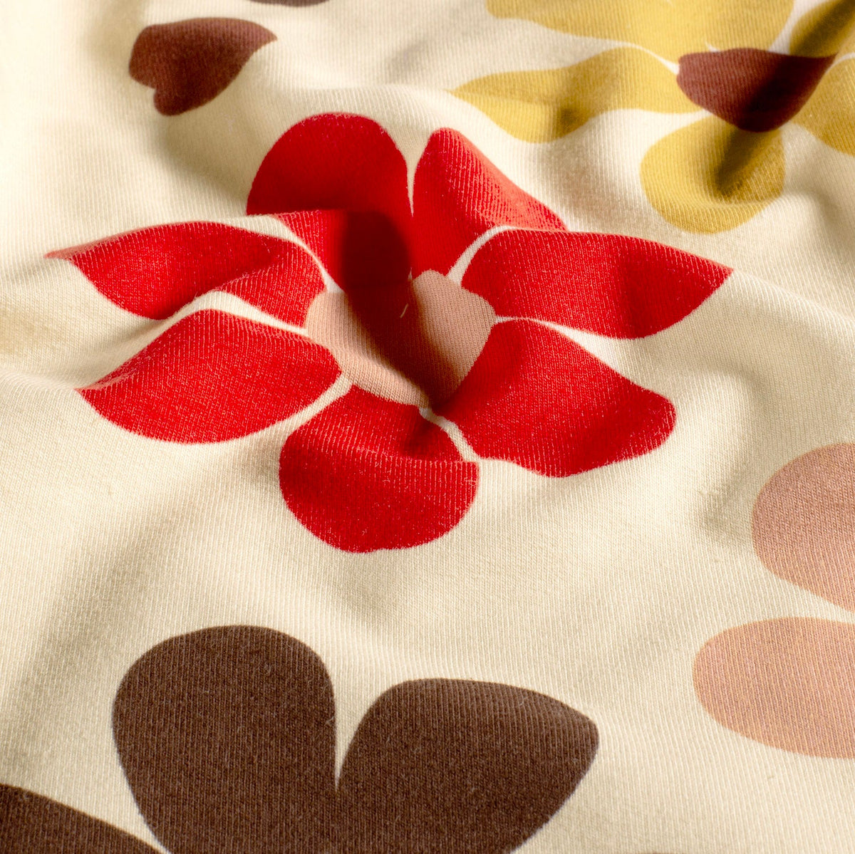 French terry digitaal grote bloemen beige