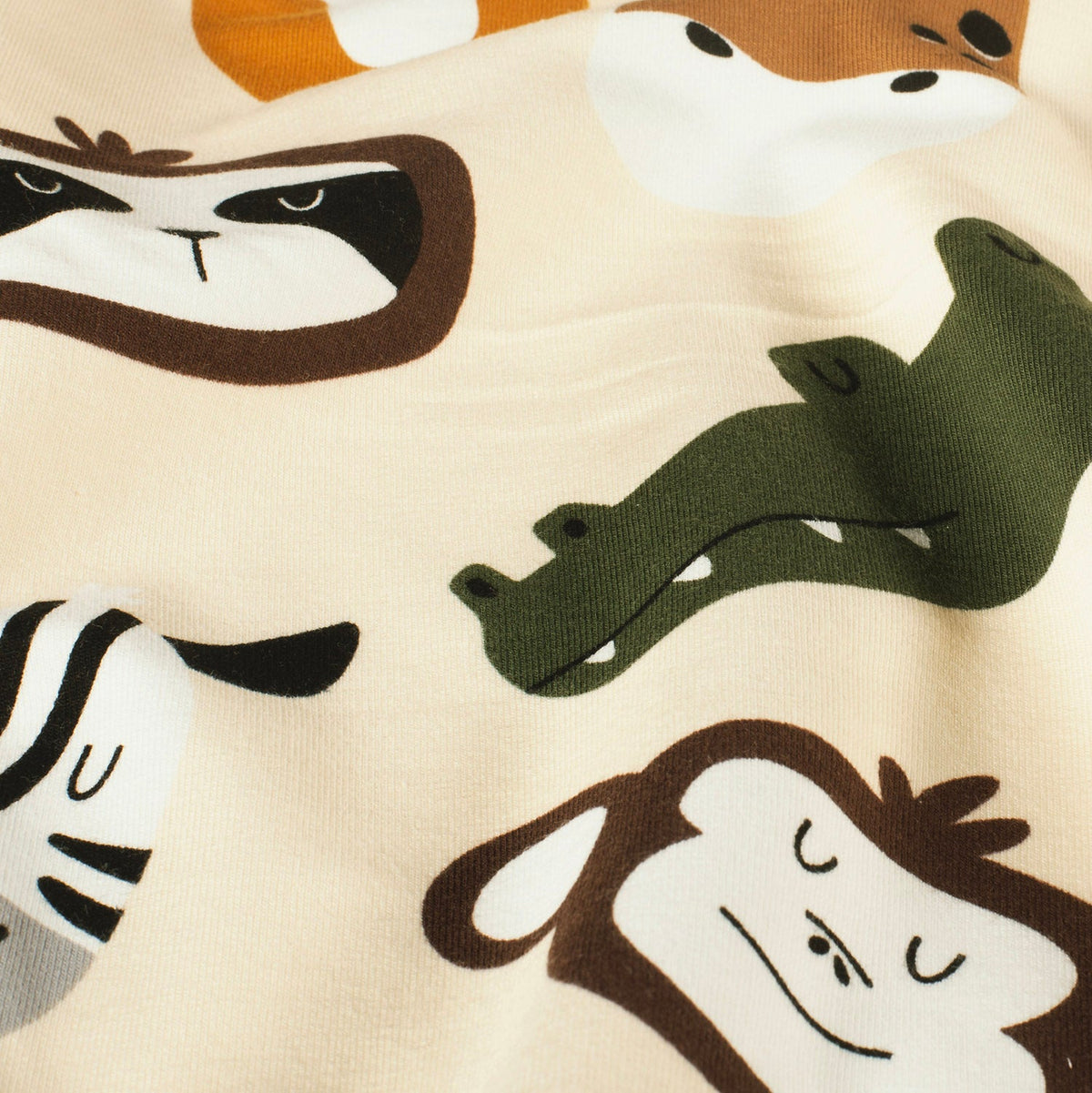 French terry digitaal dieren beige