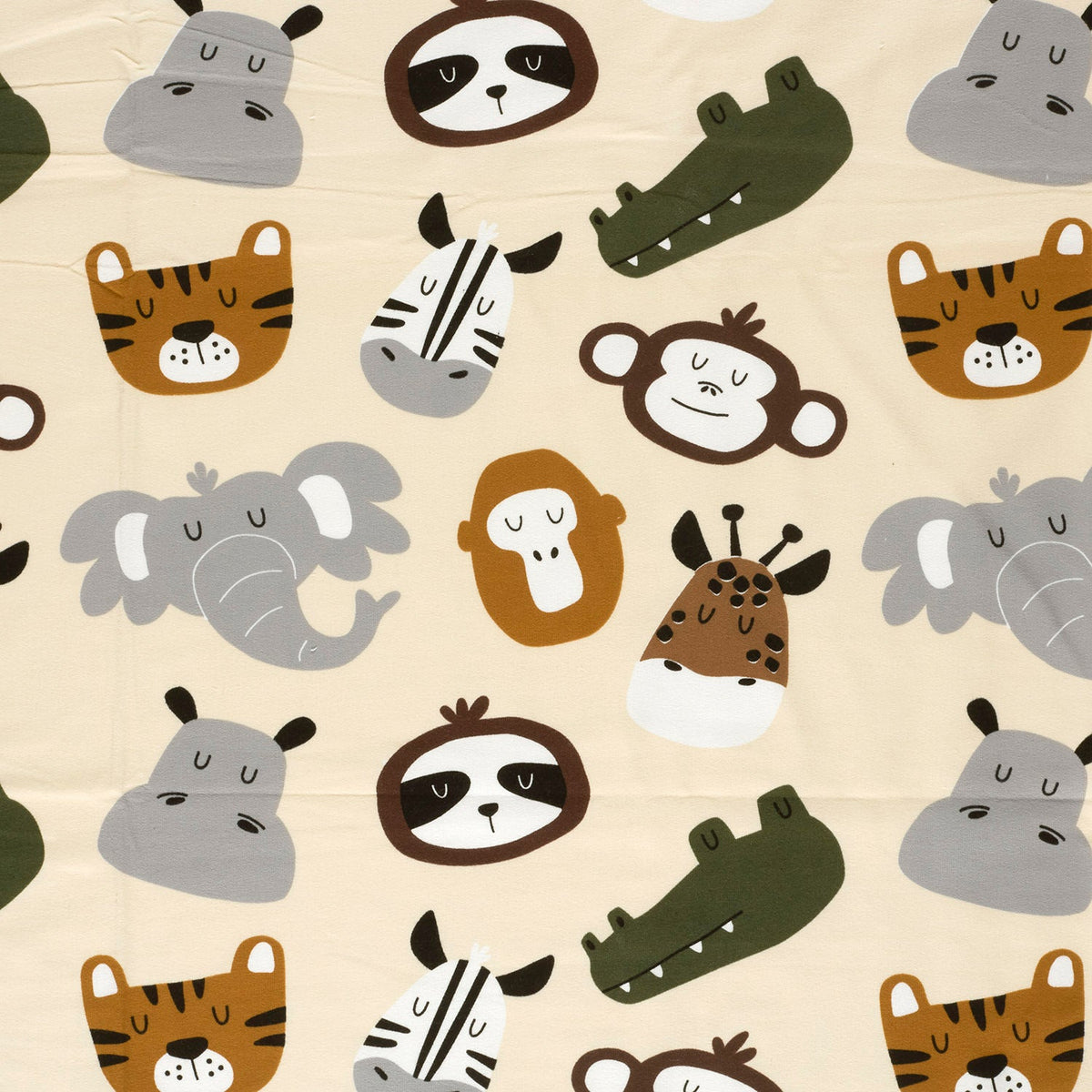 French terry digitaal dieren beige