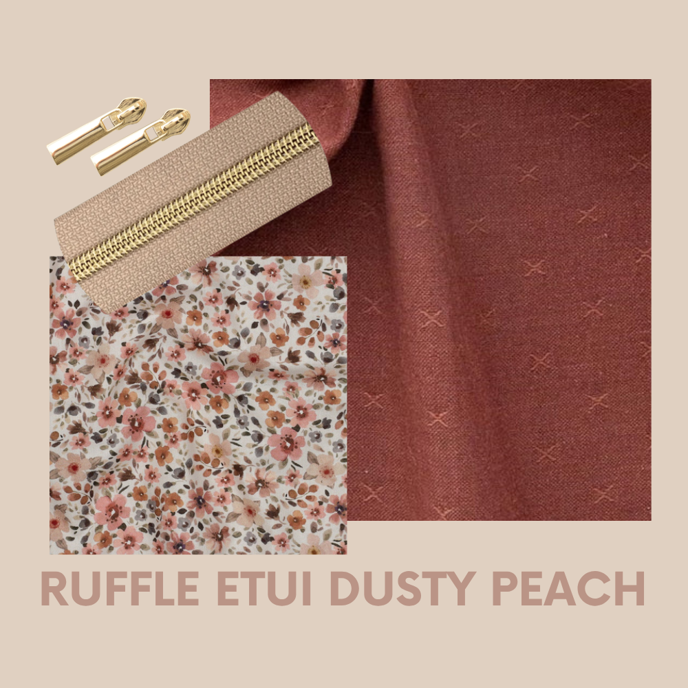 Pakket ruffle etui - sprout bloemen dusty peach
