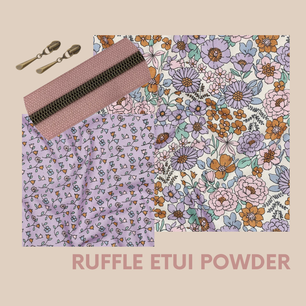 Pakket ruffle etui - bloemen powder