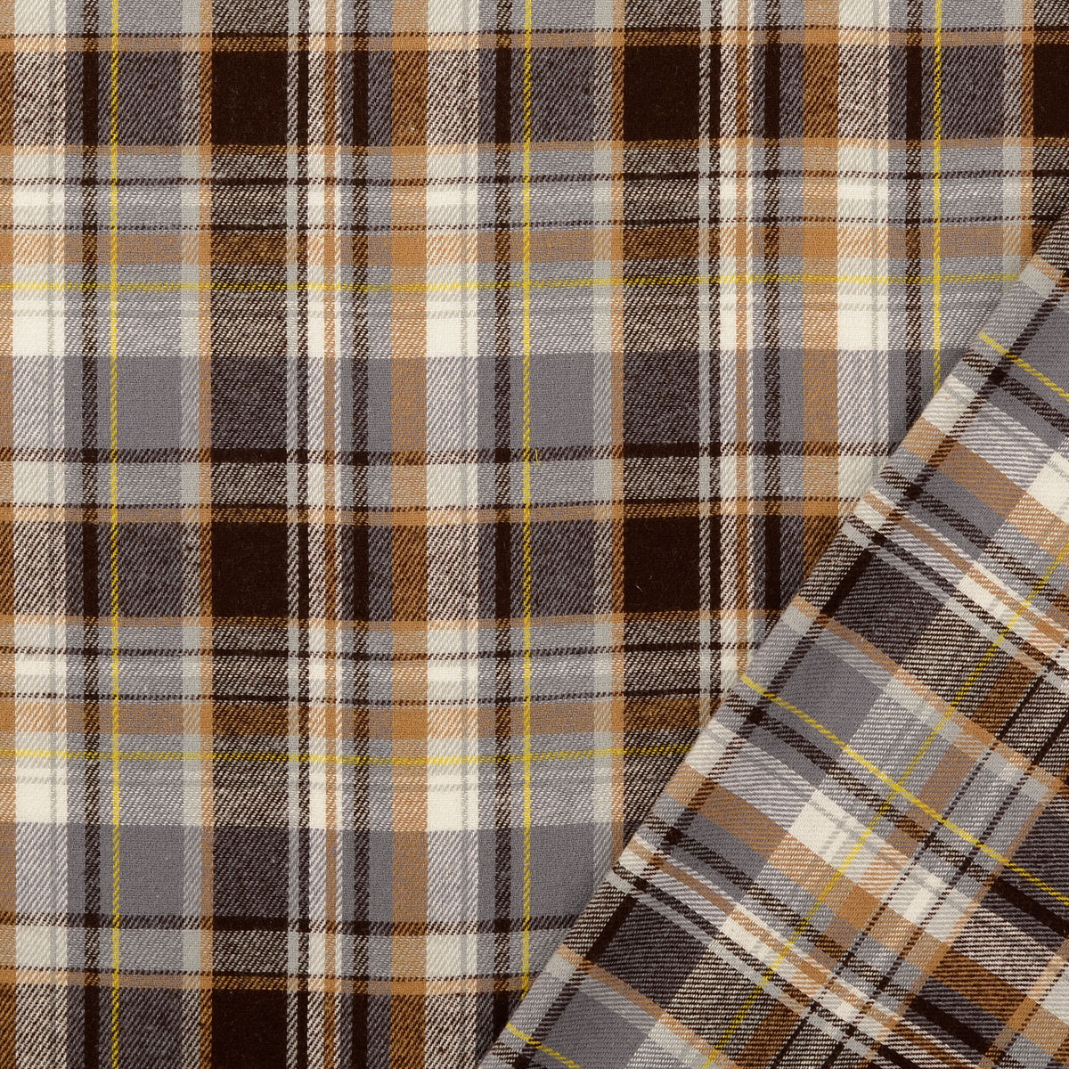 Brushed flanel ruit bruin