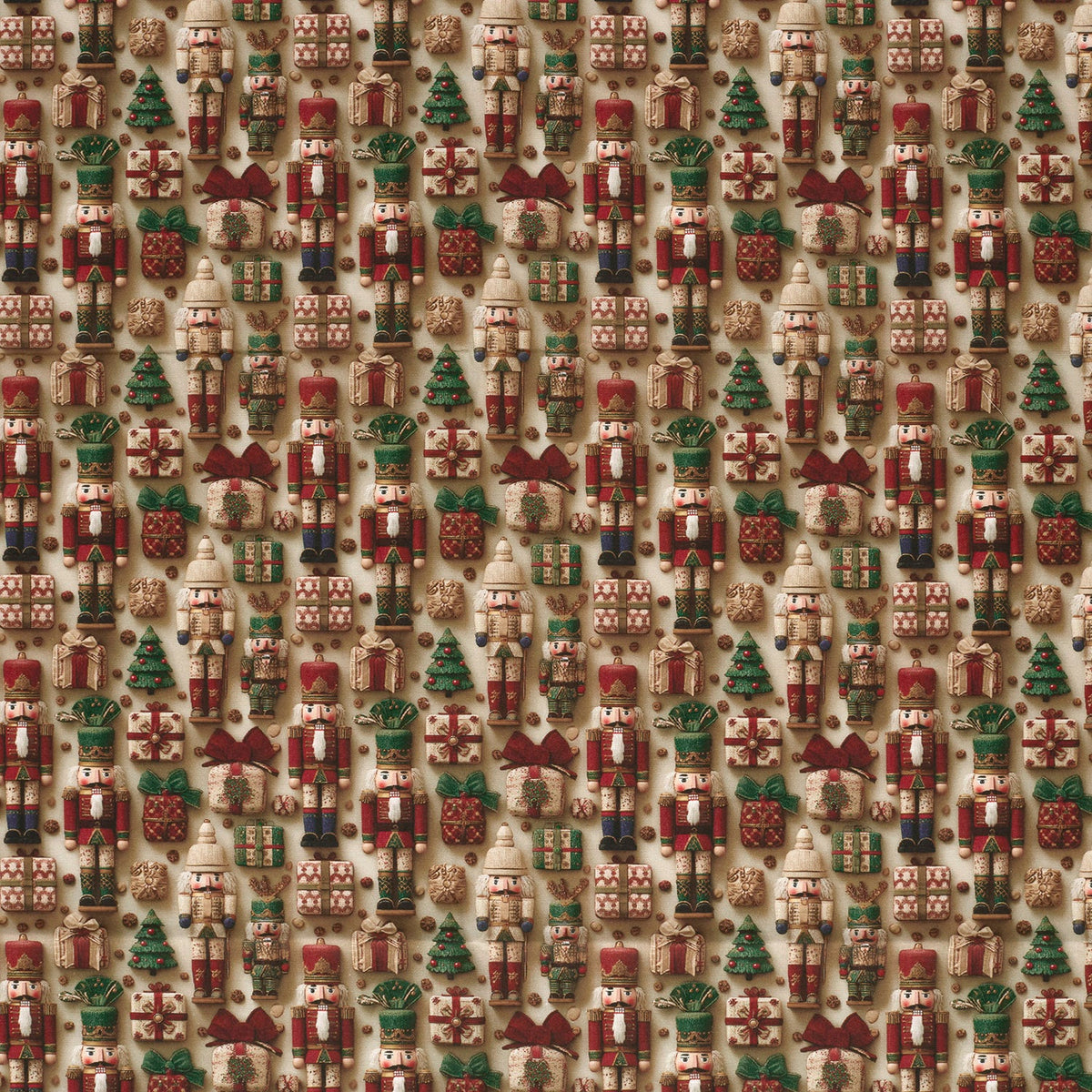 Poplin digitaal kerst beige