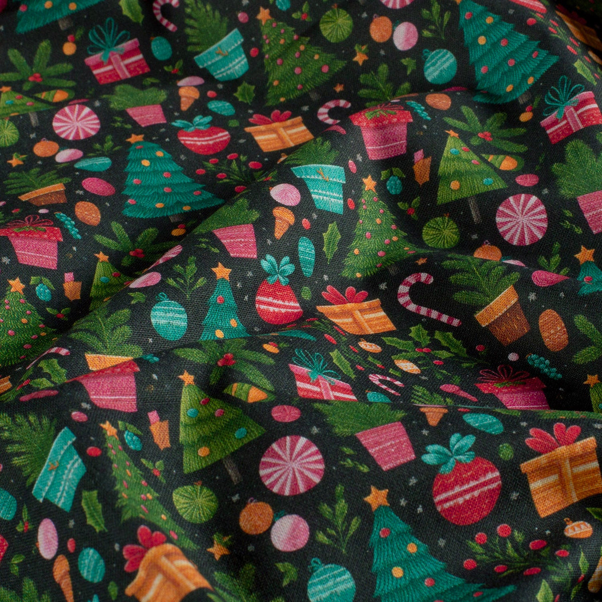 Poplin digitaal kerst donkergroen
