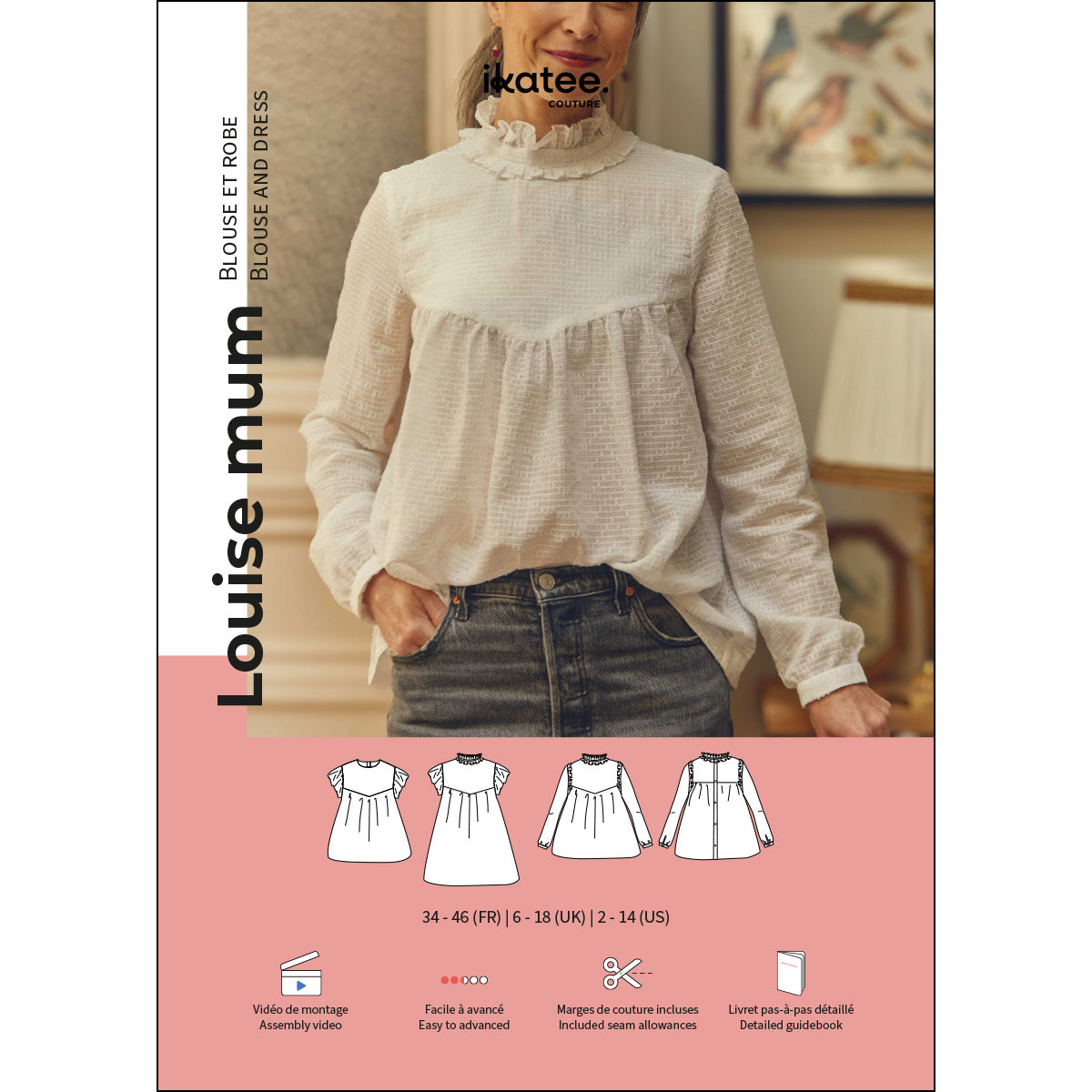 Ikatee - Louise blouse/jurk dames (papieren patroon)