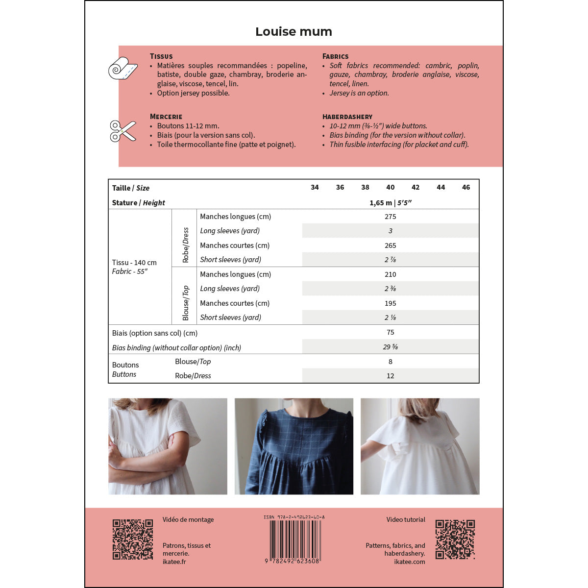 Ikatee - Louise blouse/jurk dames (papieren patroon)