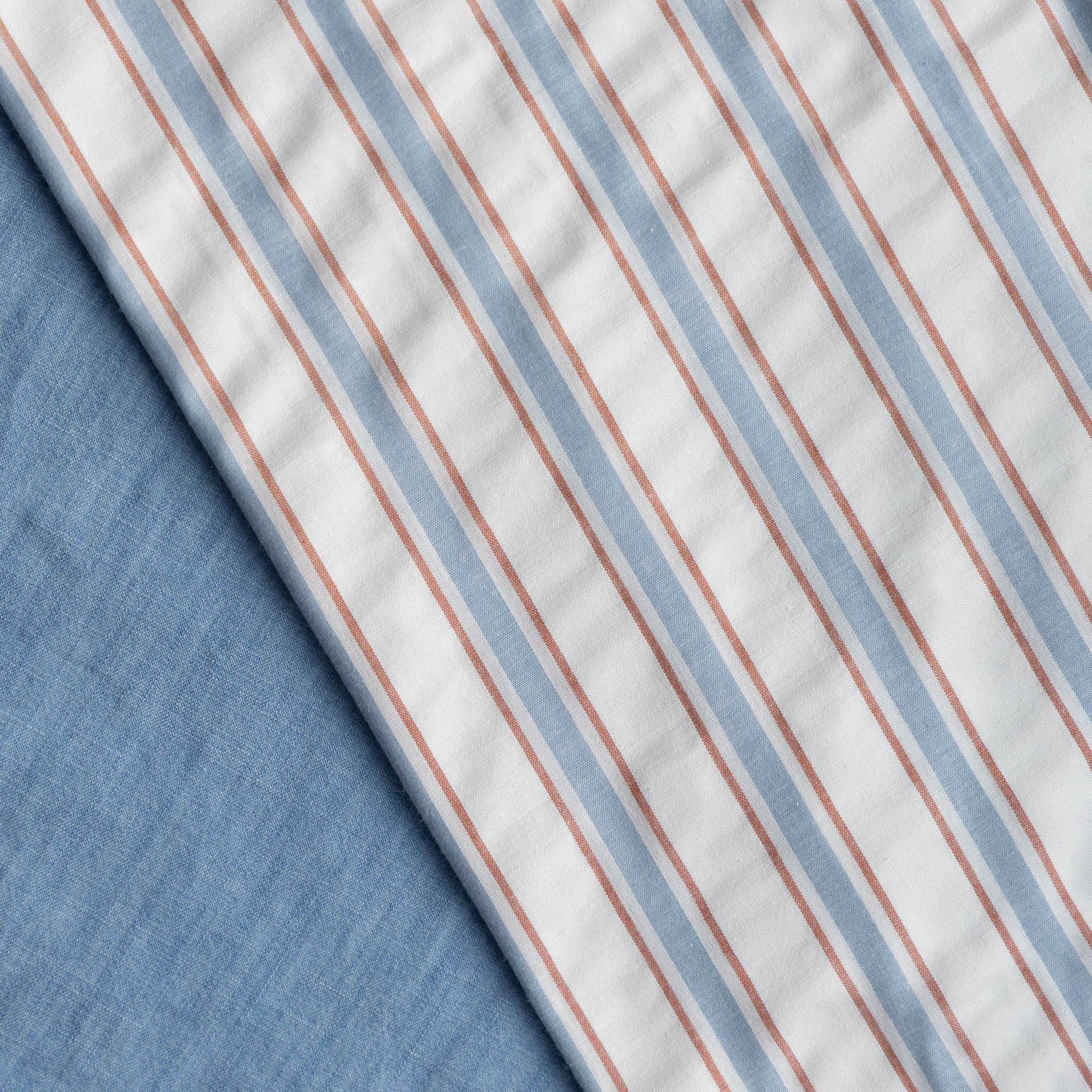 Seersucker strepen sam offwhite/blauw