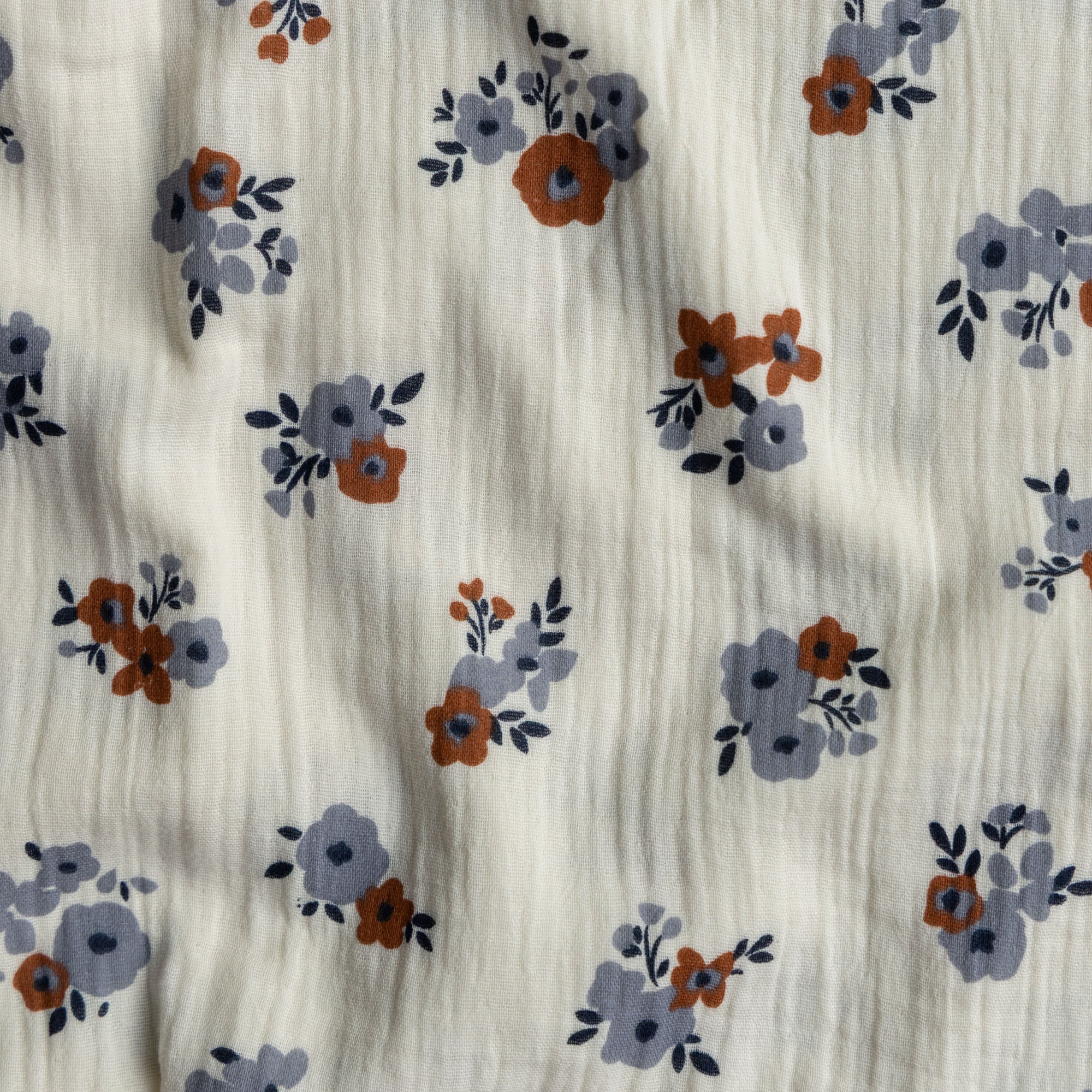 Hydrofiel bloemen molisa ecru/blauw