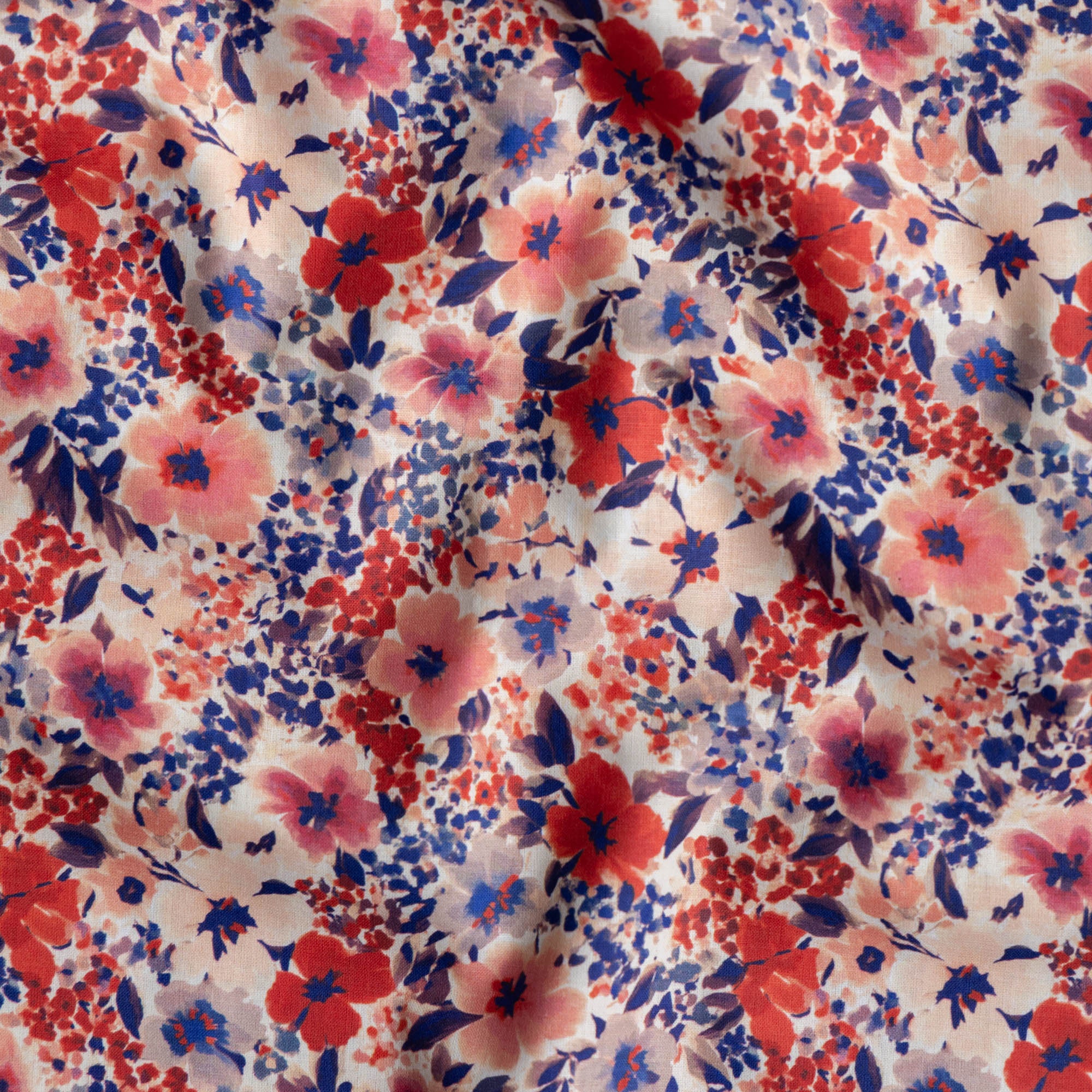Katoen digitaal bloemen giada rood/blauw