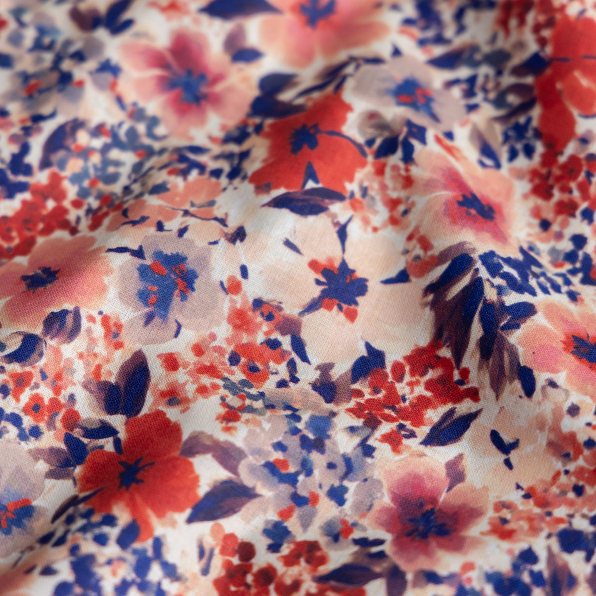 Katoen digitaal bloemen giada rood/blauw