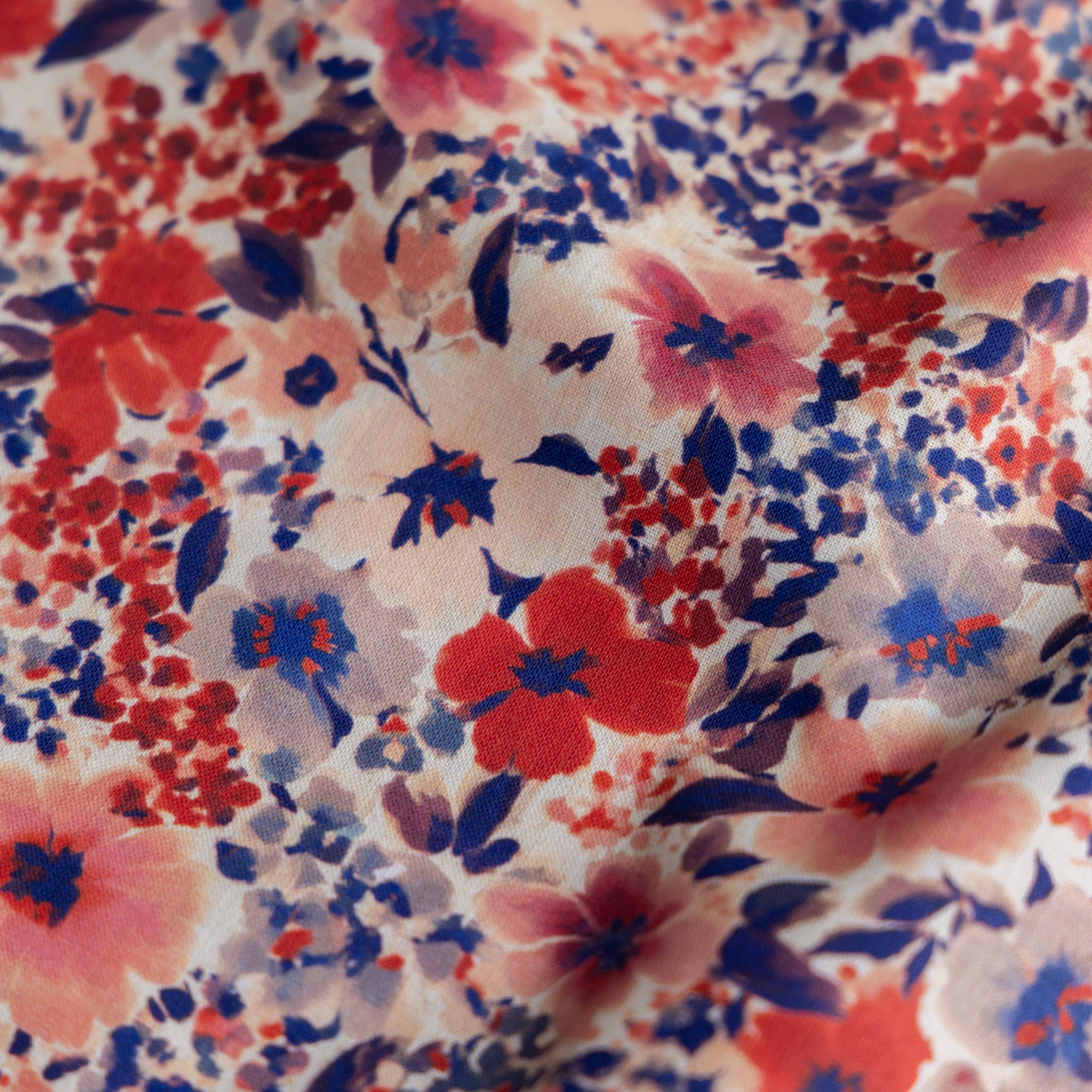 Katoen digitaal bloemen giada rood/blauw